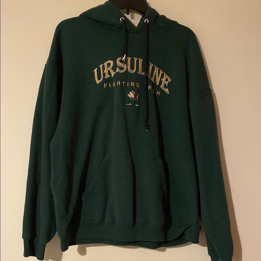 Unisex Ursuline fighting Irish Green Hoodie sweatshirt XL Embroidered